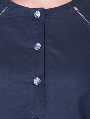 navy blue cotton a-line kurta - 12082365 - Standard Image - 4