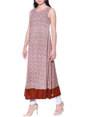maroon cotton a-line kurta - 12082367 - Standard Image - 2