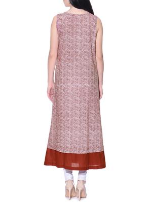 maroon cotton a-line kurta - 12082367 - Standard Image - 3