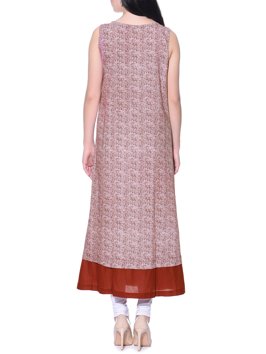 maroon cotton a-line kurta - 12082367 - Zoom Image - 3