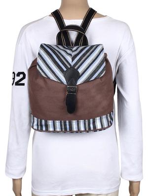 brown canvas printed backpack - 12083070 - Standard Image - 6