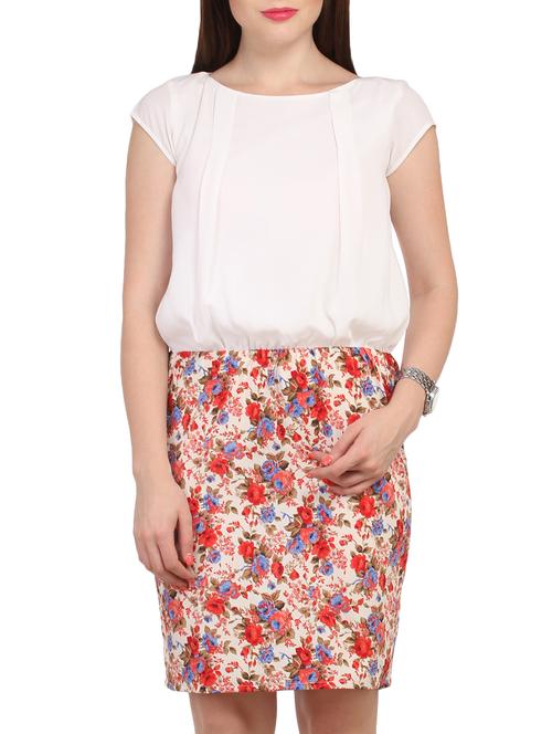 pleat detail floral blouson dress - 12084636 - Standard Image - 1