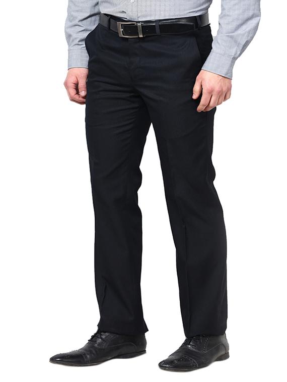 blue polyester flat front trousers formal - 12085760 - Zoom Image - 2