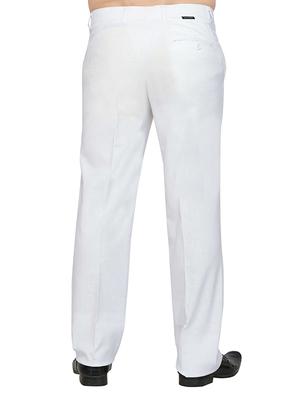 white polyester flat front casual trouser - 12085770 - Standard Image - 3