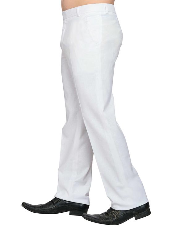 white polyester flat front casual trouser - 12085770 - Zoom Image - 2