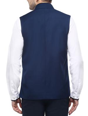 blue cotton nehru jacket - 12086090 - Standard Image - 3