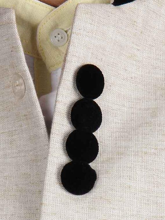beige cotton nehru jacket - 12086094 - Zoom Image - 4