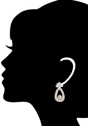 white silver plated drop earrings - 12086427 - Standard Image - 3