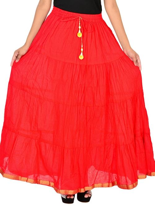 red cotton flared skirt - 12086540 - Very Small Image - 1