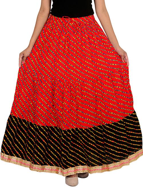 red cotton flared skirt - 12086568 - Very Small Image - 1