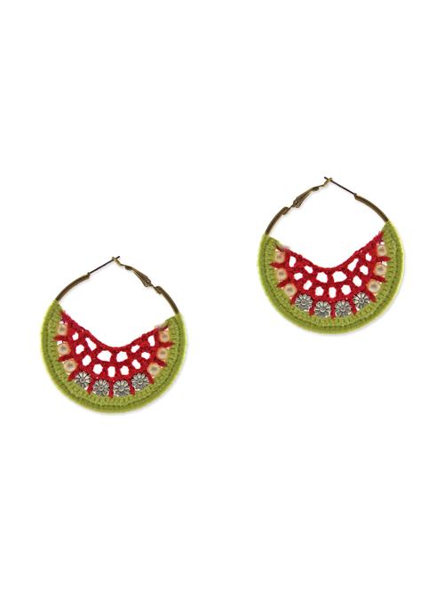 Lime and red crochet earrings - 12087617 - Very Small Image - 1