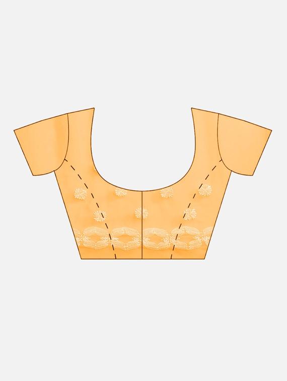 yellow faux georgette chikankari saree with blouse - 12089430 - Zoom Image - 3