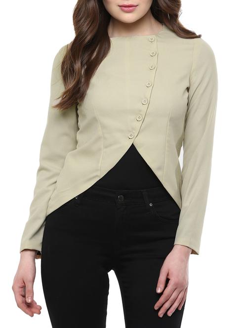 beige polyester casual blazer - 12089857 - Standard Image - 1