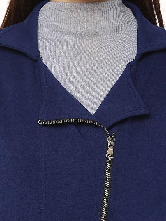 blue cotton crop jacket - 12095997 - Zoom Image - 4