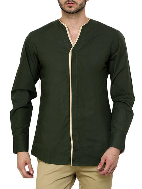 green cotton casual shirt - 12096540 - Standard Image - 1