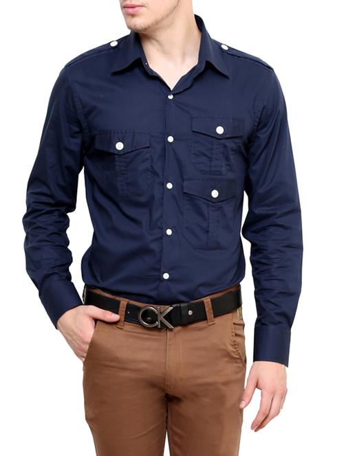 blue cotton casual shirt - 12096551 - Standard Image - 1