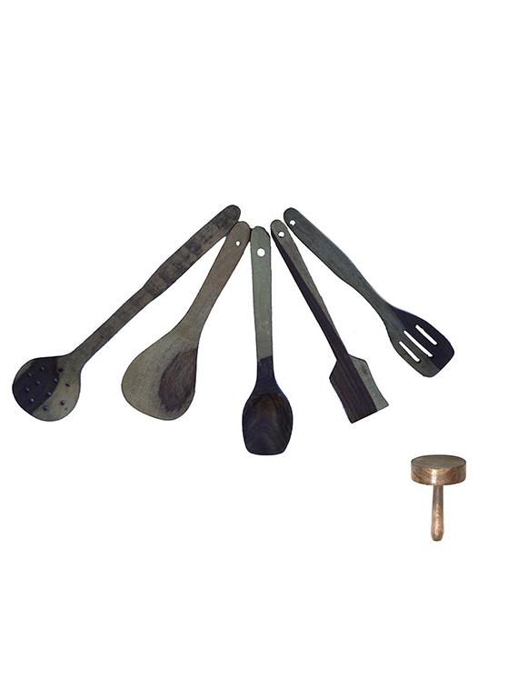 desi karigar wooden kitchen tool set of 6 - 12096676 - Zoom Image - 1
