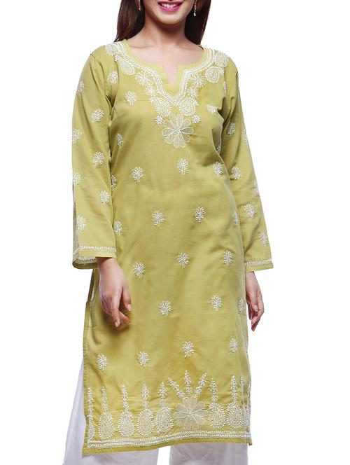 chikankari embroidered straight kurta - 12097302 - Very Small Image - 1
