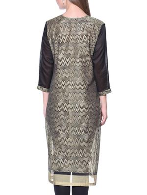 beige chanderi straight kurta - 12100537 - Standard Image - 3