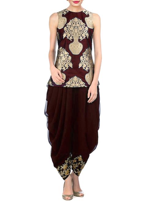 red kurti & dhoti set - 12101658 - Standard Image - 1