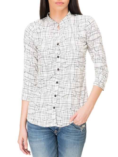 white printed viscose regular shirt - 12102144 -  Standard Image - 0