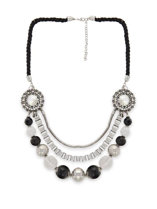 Crystal and chain multi-tiered necklace - 12103 - Very Small Image - 1