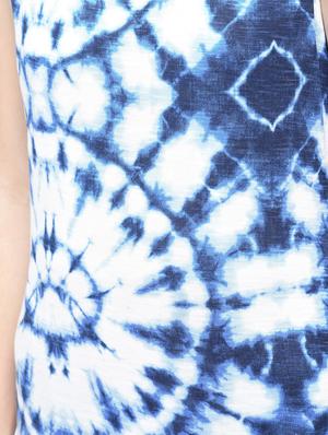 white and indigo printed cotton a-line dress - 12107538 - Standard Image - 6