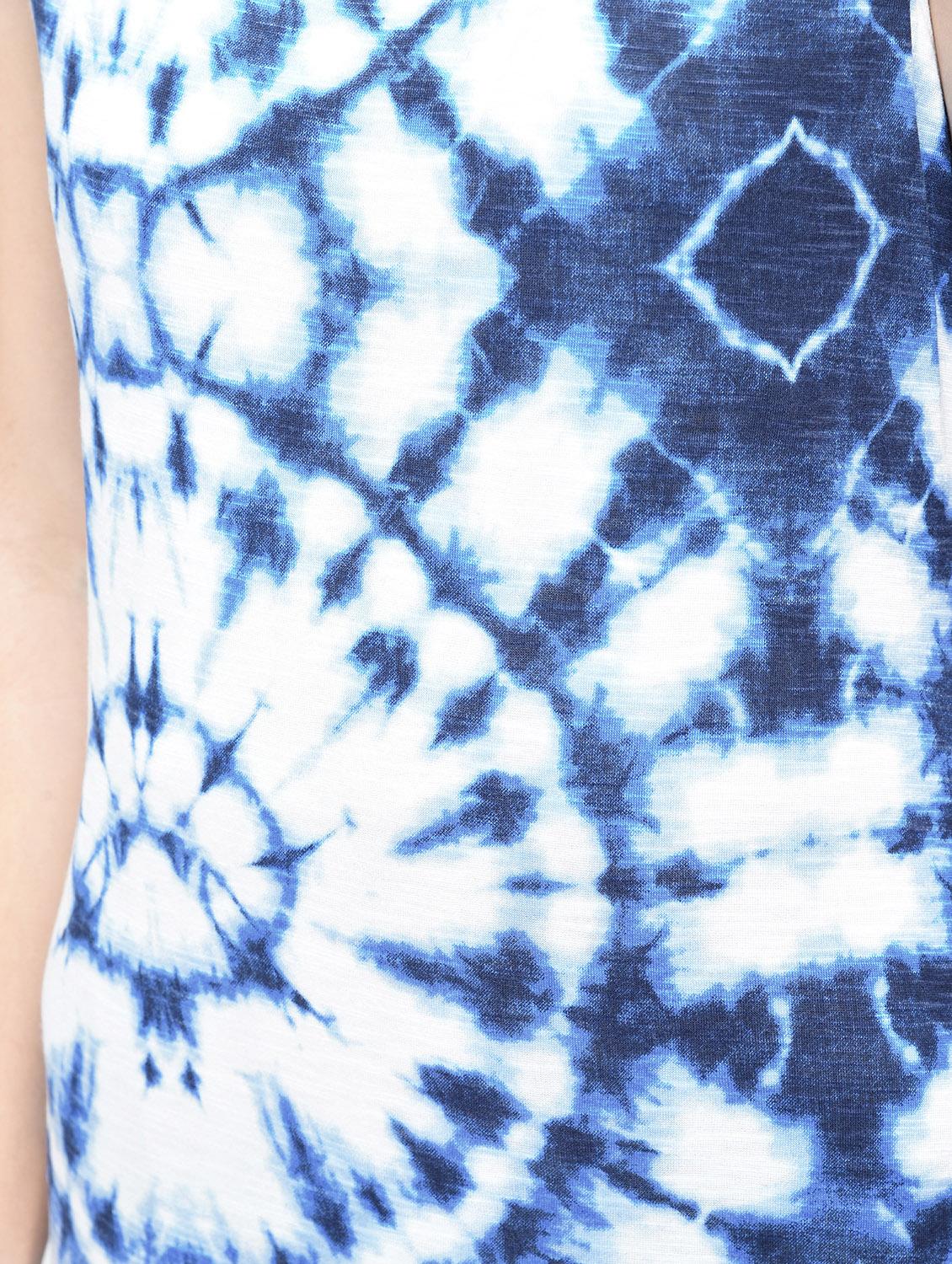 white and indigo printed cotton a-line dress - 12107538 - Zoom Image - 6