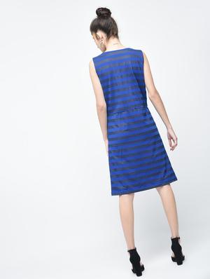 blue striped cotton a-line dress - 12107564 - Standard Image - 3