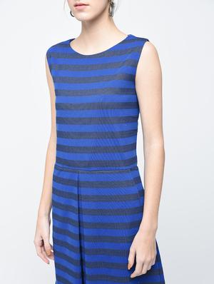 blue striped cotton a-line dress - 12107564 - Standard Image - 5
