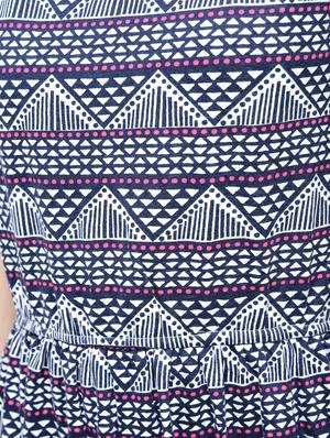 navy blue printed cotton a-line dress - 12107566 - Standard Image - 6