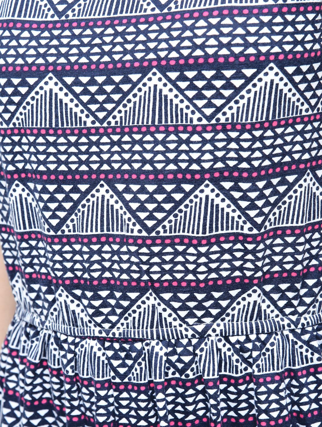 navy blue printed cotton a-line dress - 12107566 - Zoom Image - 6