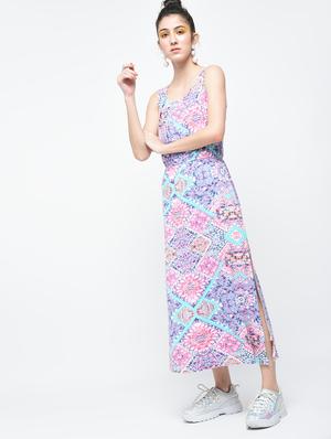 blue printed cotton maxi dress - 12107576 - Standard Image - 2