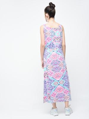 blue printed cotton maxi dress - 12107576 - Standard Image - 3