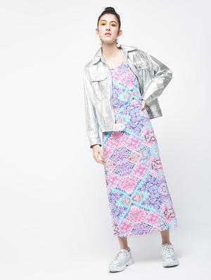 blue printed cotton maxi dress - 12107576 - Standard Image - 4