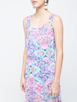 blue printed cotton maxi dress - 12107576 - Standard Image - 5