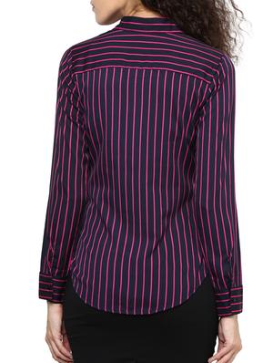 blue striped crepe regular shirt - 12107589 - Standard Image - 3
