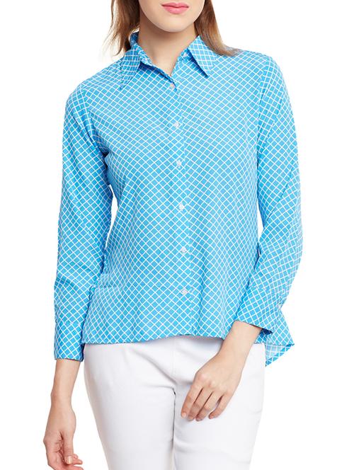 blue checkered polyester shirt - 12107816 - Standard Image - 1