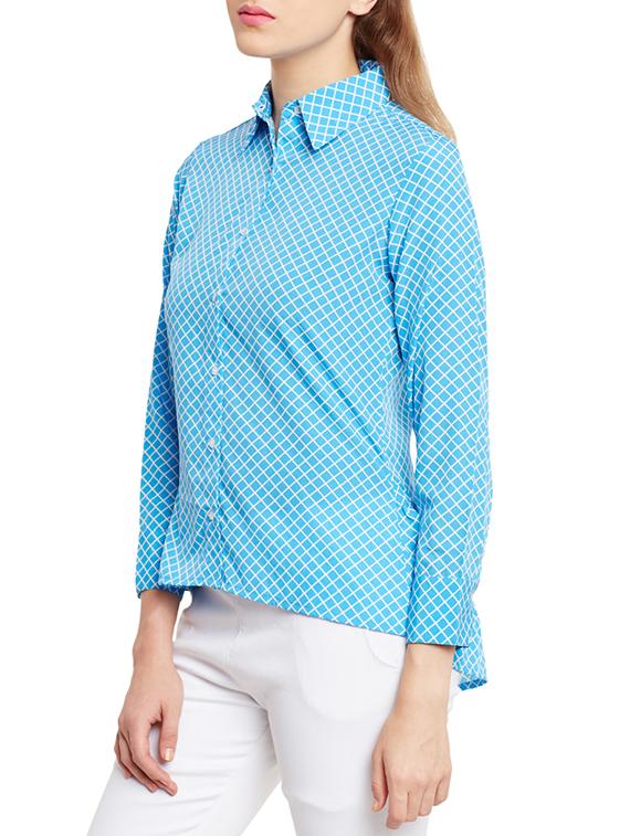 blue checkered polyester shirt - 12107816 - Zoom Image - 2