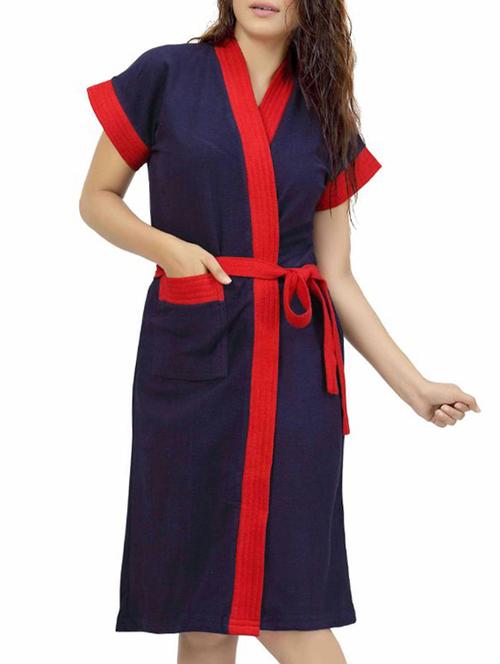 blue cotton bathrobe - 12107969 - Very Small Image - 1