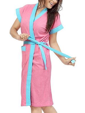 pink cotton bathrobe - 12107970 - Standard Image - 2