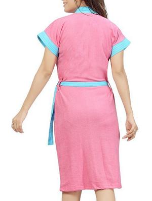 pink cotton bathrobe - 12107970 - Standard Image - 3