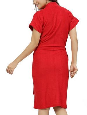 red cotton bathrobe - 12107975 - Standard Image - 3