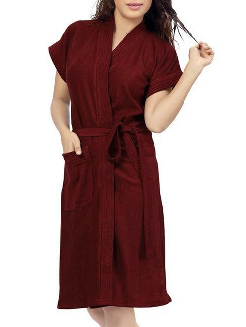 red cotton bathrobe - 12107977 -  Standard Image - 0