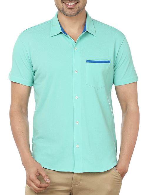 turquoise cotton casual shirt - 12114385 - Standard Image - 1