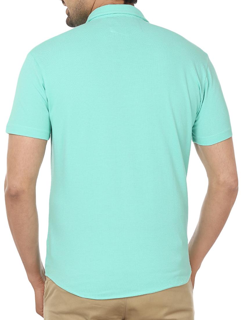 turquoise cotton casual shirt - 12114385 - Zoom Image - 3