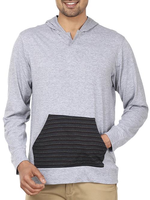 grey colour block cotton sweatshirt - 12114389 - Standard Image - 1