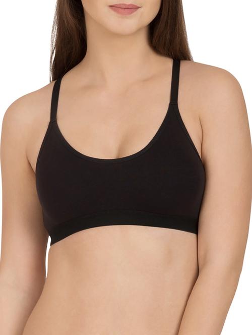 solid black cotton sports bra - 12116067 - Standard Image - 1