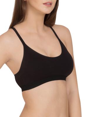 solid black cotton sports bra - 12116067 - Standard Image - 2