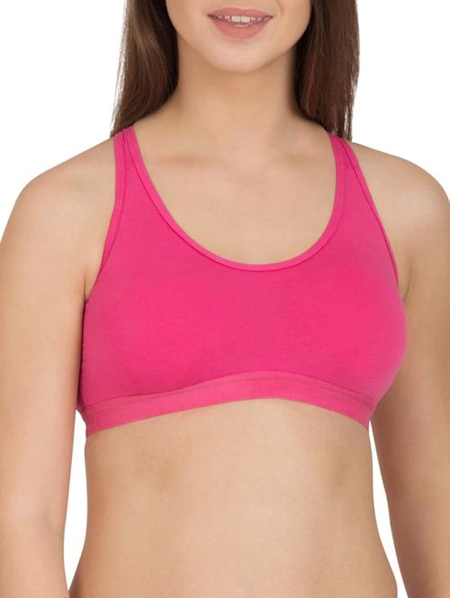solid fuchsia cotton sports bra - 12116074 - Standard Image - 1